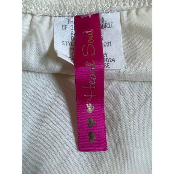 Y2K Heart Soul Cream Double Lined Scrunched Top With Roses Size M - Picture 3 of 5